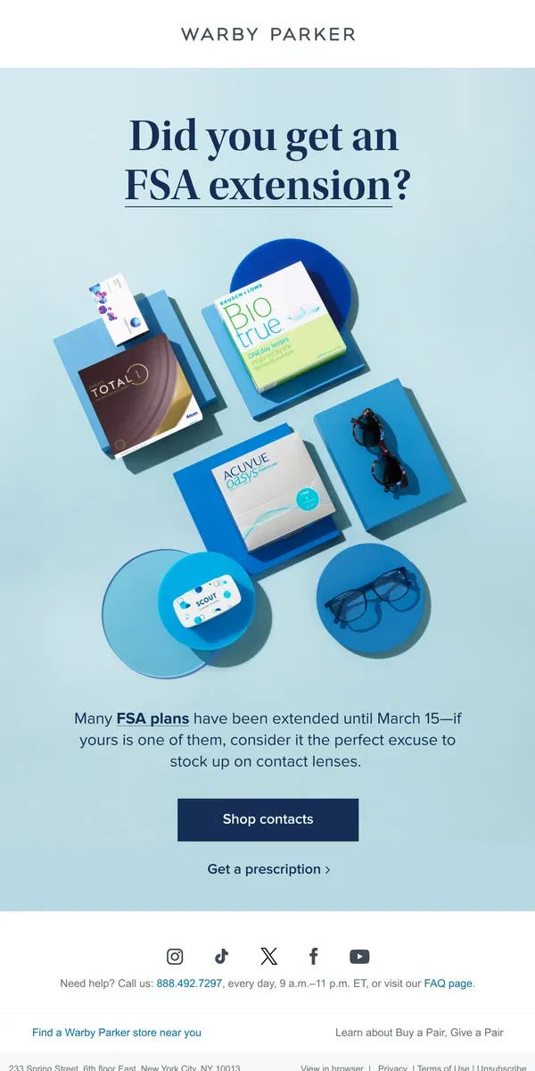 Email from Warby Parker. FYI, if you have an FSA