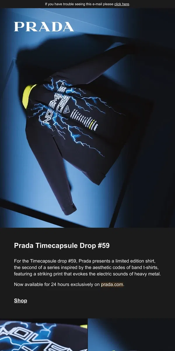 Email from Prada. Now Live: Prada Timecapsule Drop #59