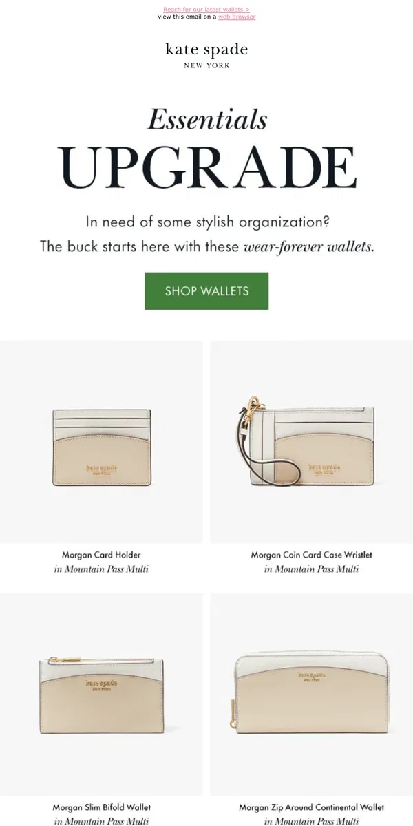 Email from Kate Spade. It's in the cards