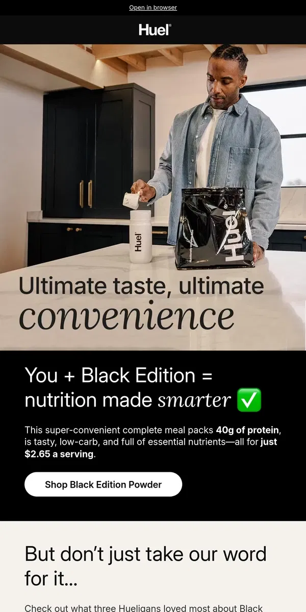 Email from Huel. Smart nutrition made simple 🍃