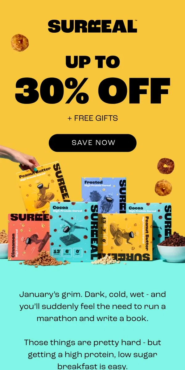 Email from Surreal. Big Jan Sale - up to 30% off