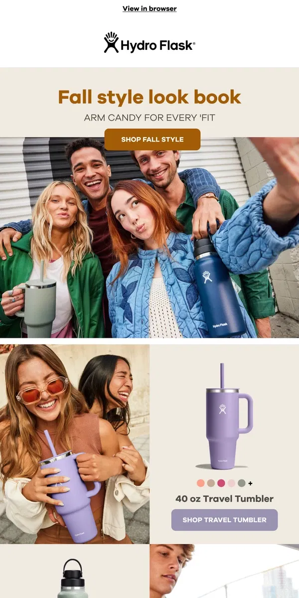 Email from Hydro Flask. Fall style vision board