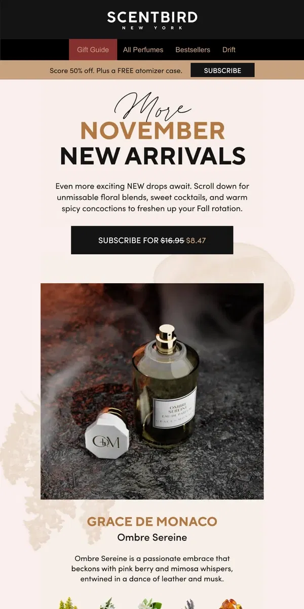 Email from Scentbird. Even MORE new arrivals for November