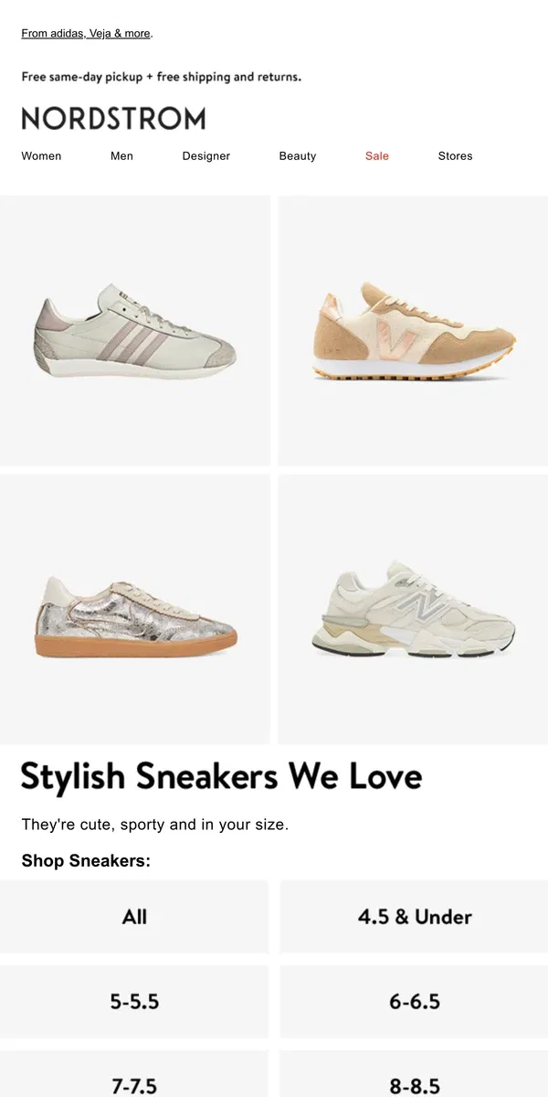 Email from Nordstrom. Sneakers with style