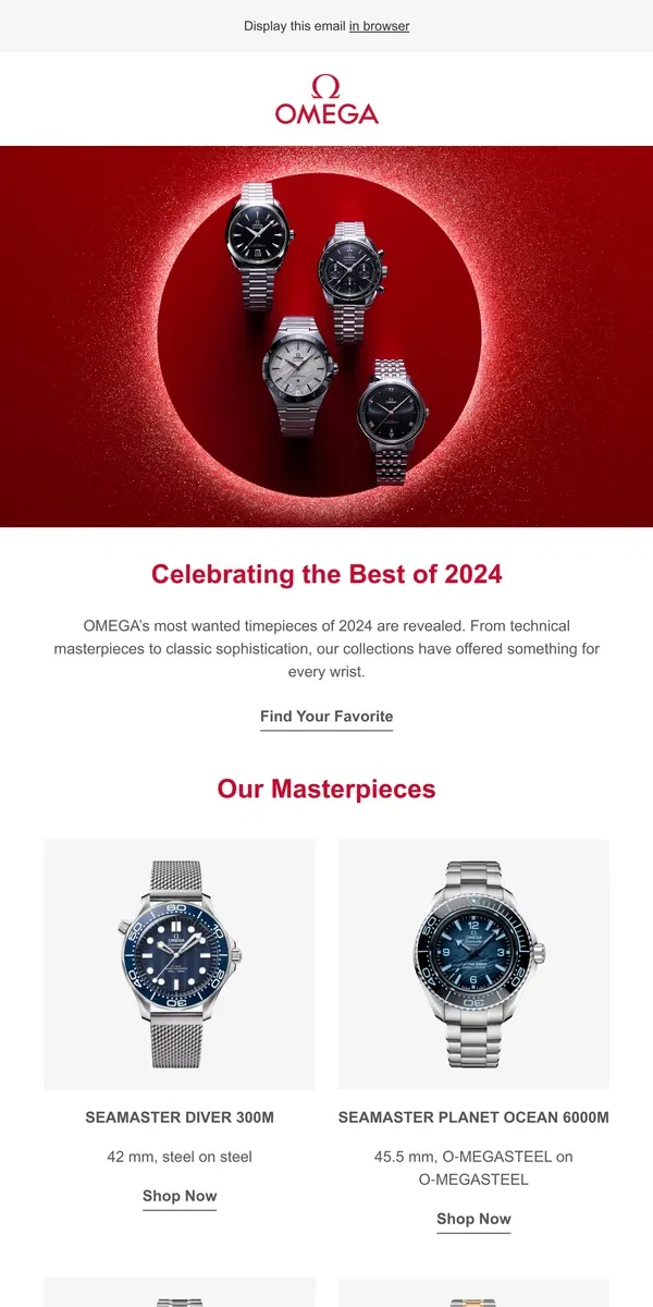 Email from OMEGA. 2024's Most Coveted Watches