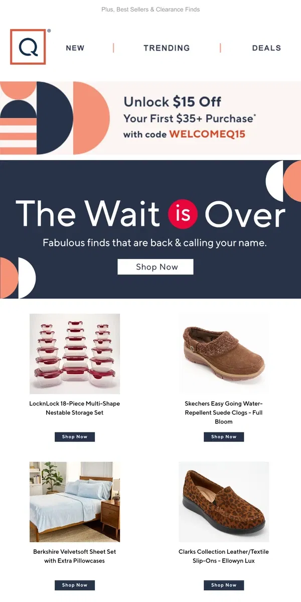 Email from QVC. Back in Stock: Your Wait is Over