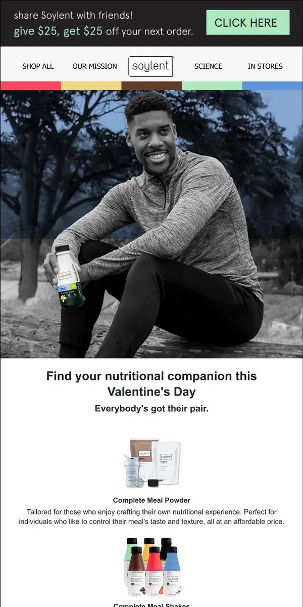 Email from Soylent. find your perfect match this Valentine's with Soylent