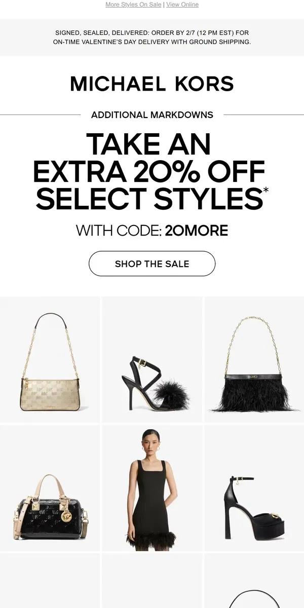 Email from Michael Kors. New Markdowns Added! With An Extra 20% Off