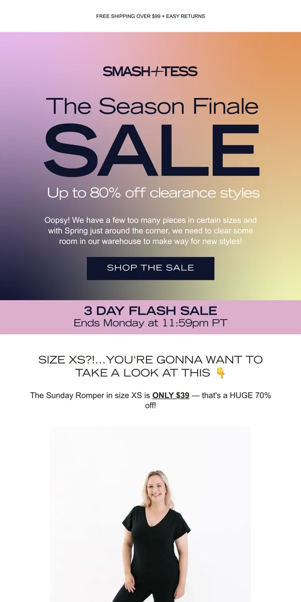 Email from Smash + Tess. 80% OFF 💥 Everything Must GO!