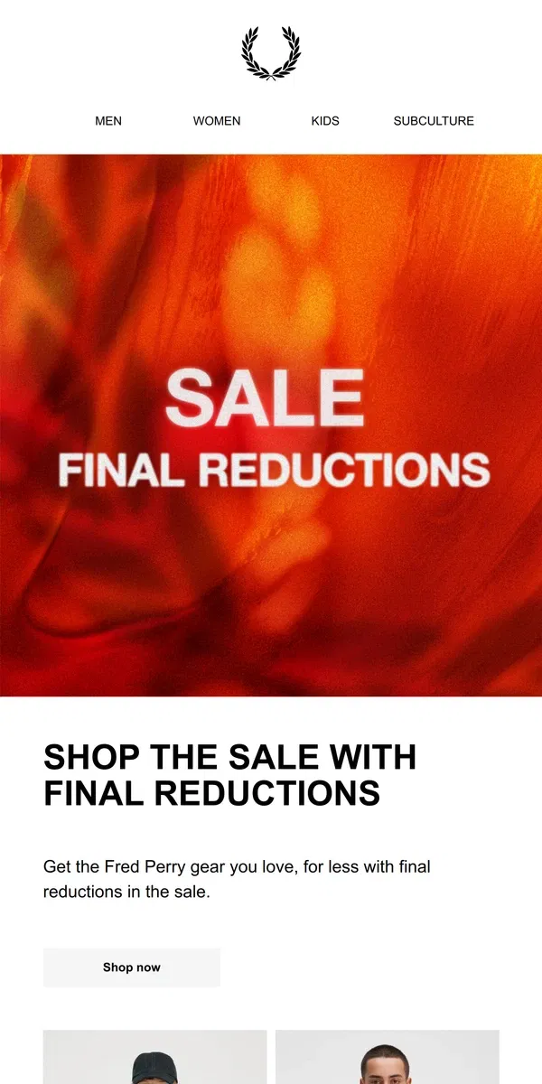 Email from Fred Perry. Final Reductions in the Sale