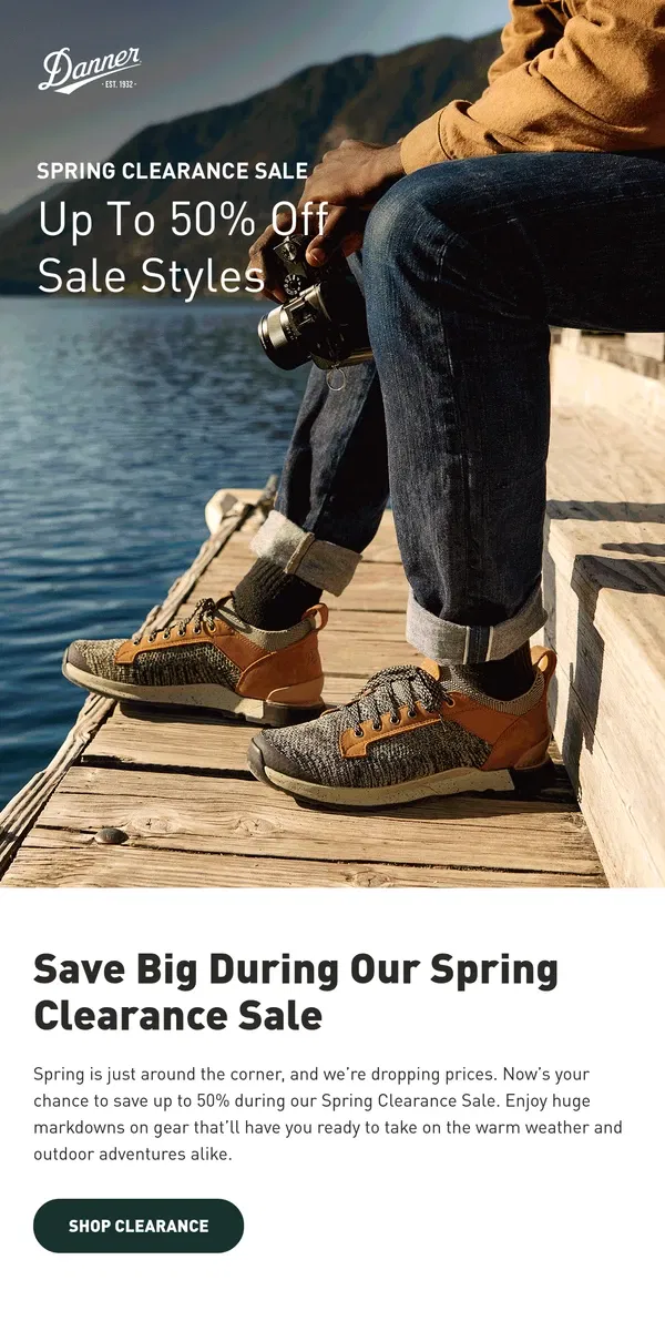 Email from Danner. Up to 50% Off Clearance