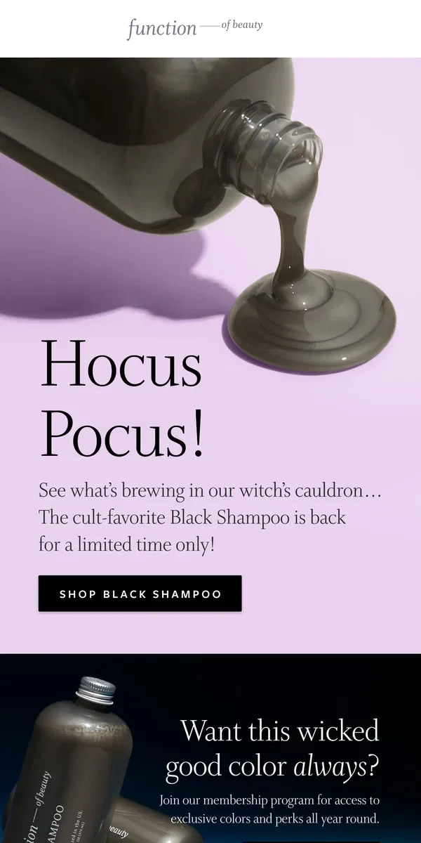 Email from Function of Beauty. Your fave formula in a SPOOKY new hue