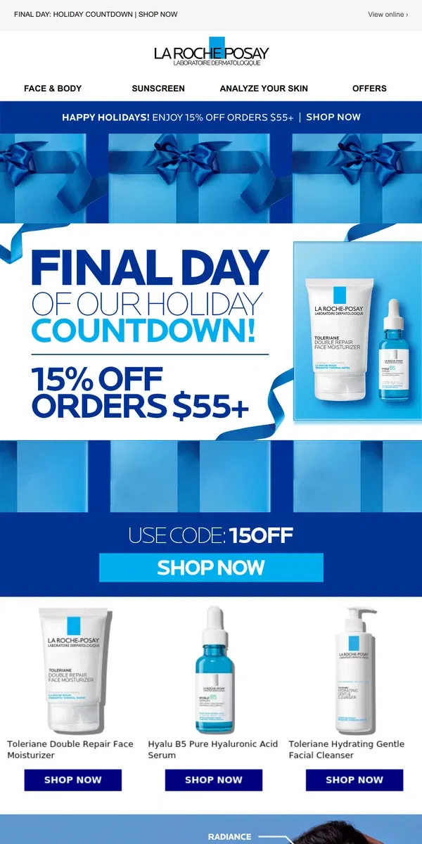 Email from La Roche-Posay. Sale on skincare? Yes, please!