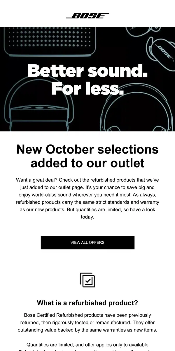 Email from Bose. There are incredible deals inside this email