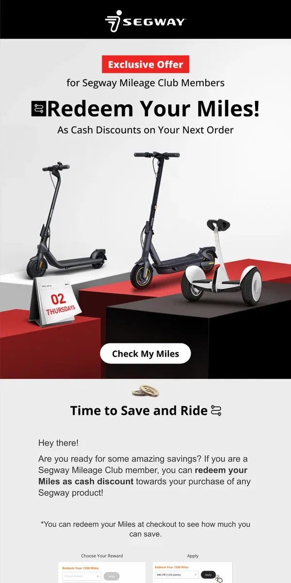 Email from Segway. Exclusive Benefit 🤩 It's Time to Save and Ride