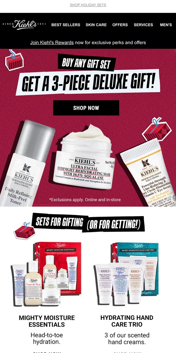 Email from Kiehl's. LAST DAY: Buy a Holiday Set, Get a FREE Gift 🎁