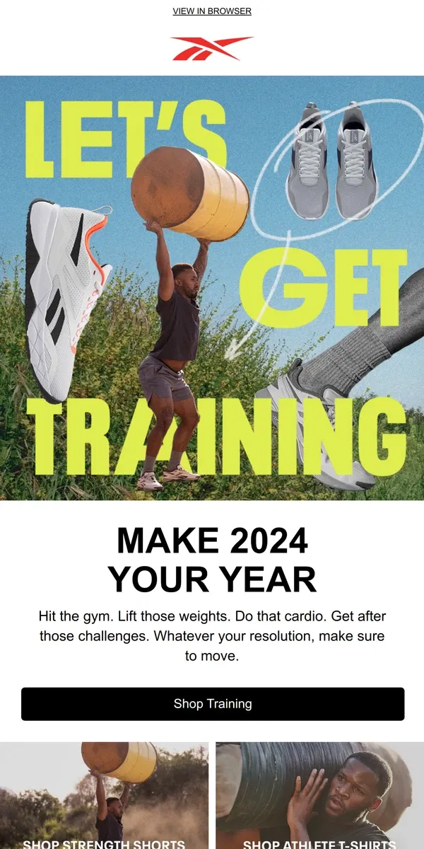 Email from Reebok. Jump-start those New Year’s resolutions 👏