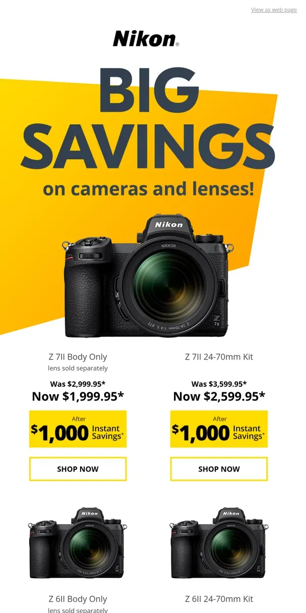 Email from Nikon. Huge Savings are back