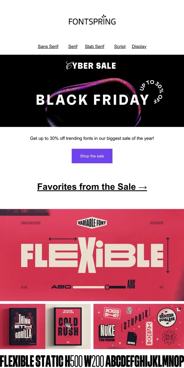 Email from Fontspring. Black Friday Sales! | Fontface