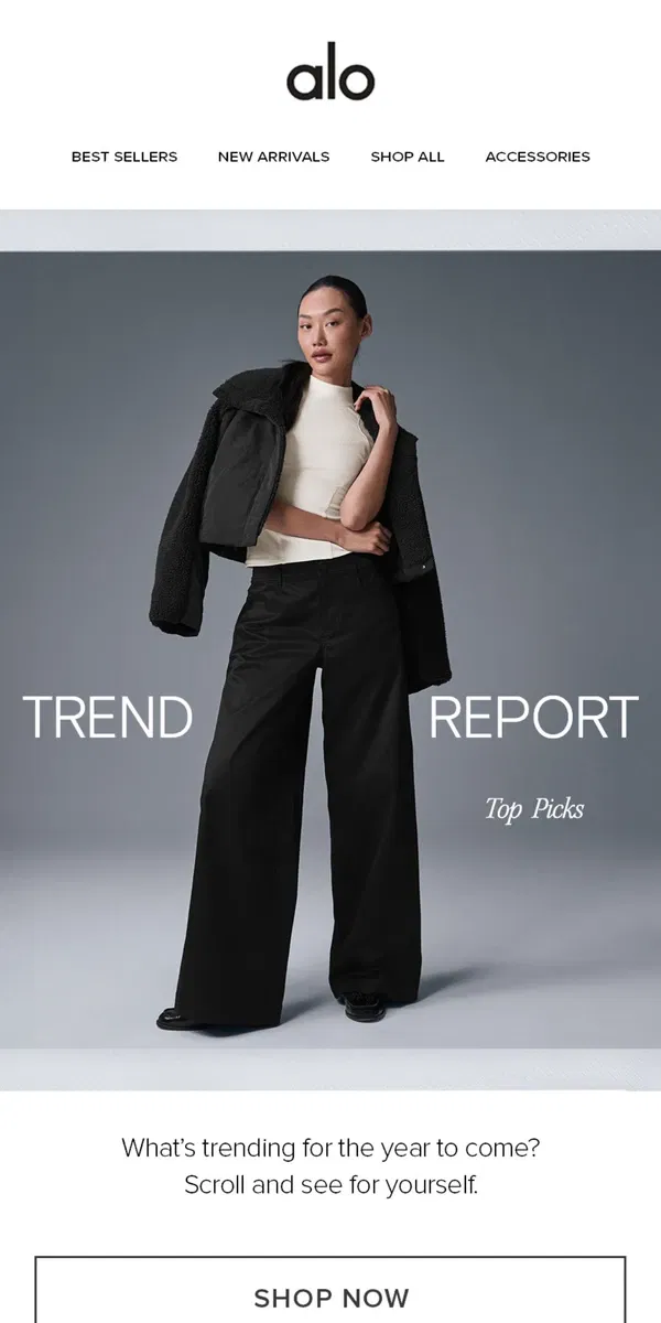 Email from Alo Yoga. Top trends this season