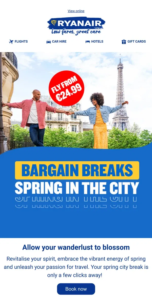 Email from Ryanair. Discover new cities this spring