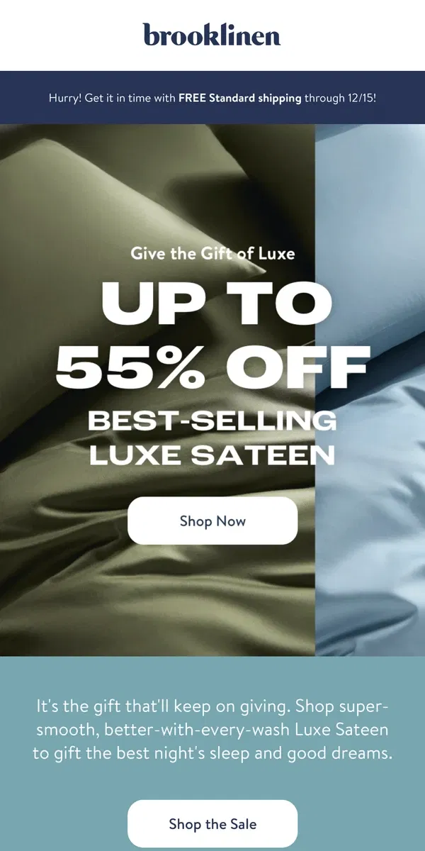 Email from Brooklinen. Today, We’re Talking Luxe…On Sale!