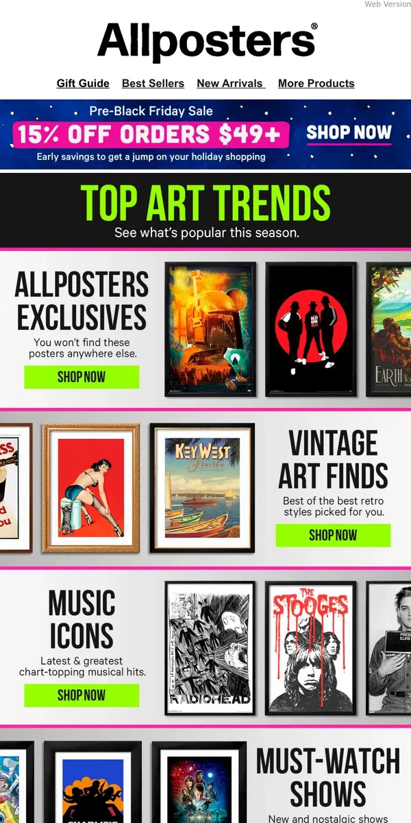 Email from AllPosters. Check What's Fresh