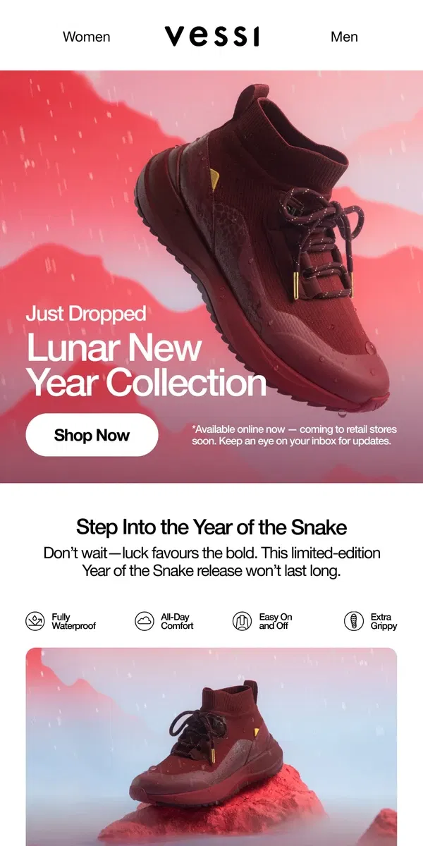 Email from Vessi. Celebrate Lunar New Year