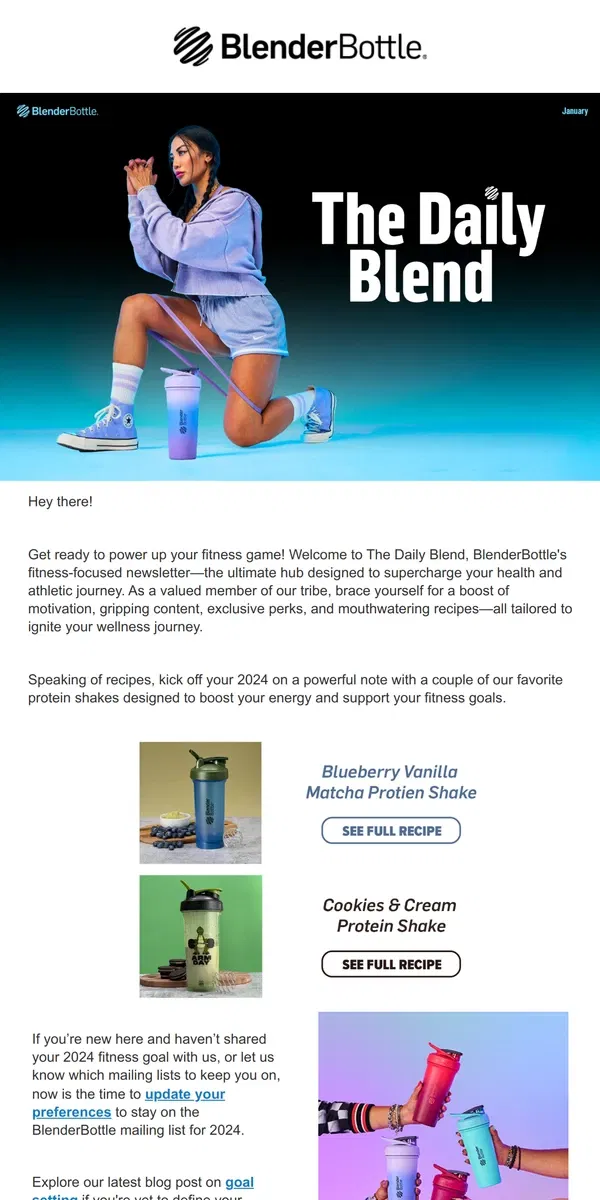 Email from BlenderBottle. Welcome to The Daily Blend!