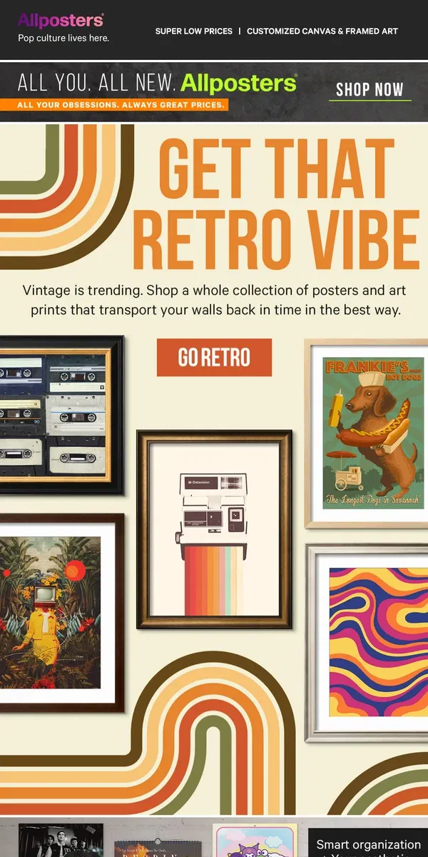 Email from AllPosters. Retro style is trending