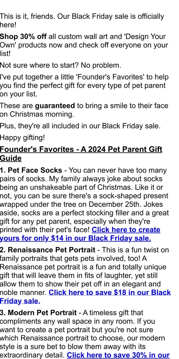 Email from Crown & Paw. Black Friday is Here: Shop 30% Off Now!