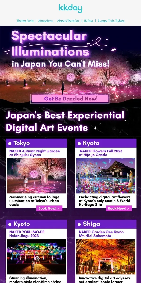 Email from KKday. ✨ Top Japan Illumination Events You Can't Miss!