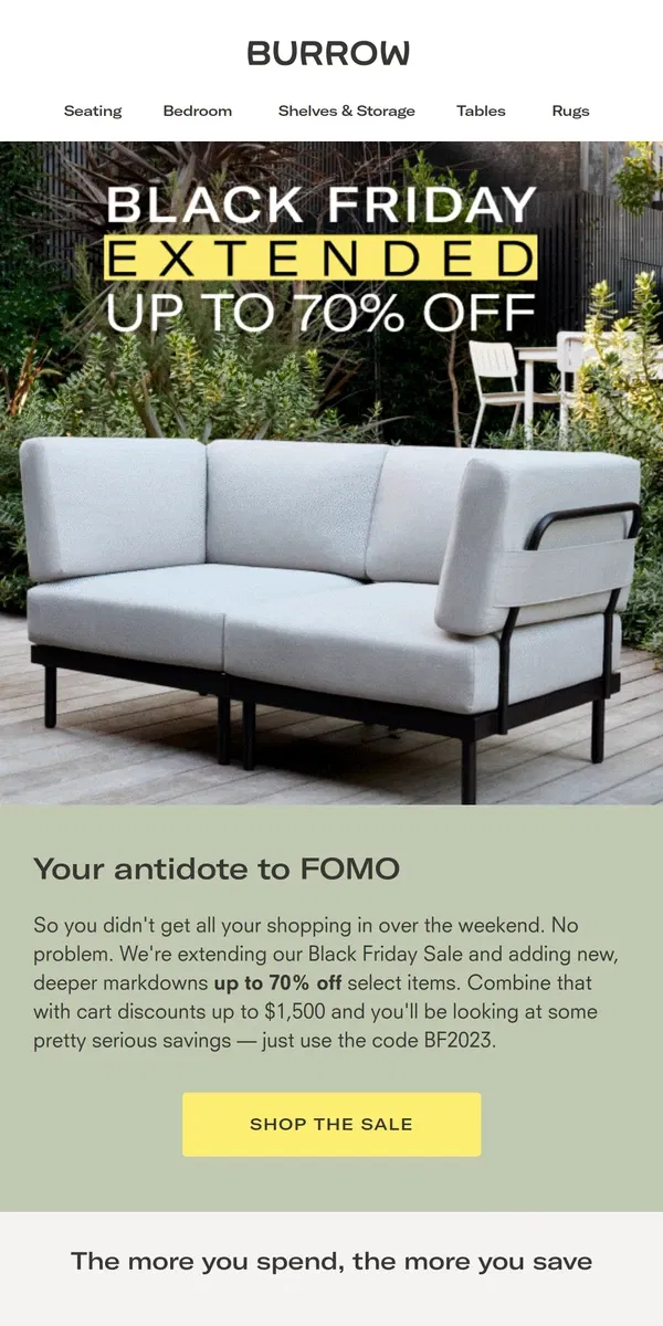 Email from Burrow. The antidote to FOMO