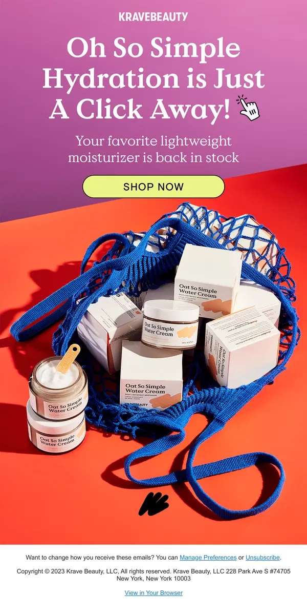 Email from KraveBeauty. Oat So Simple's Back in Stock 🥳