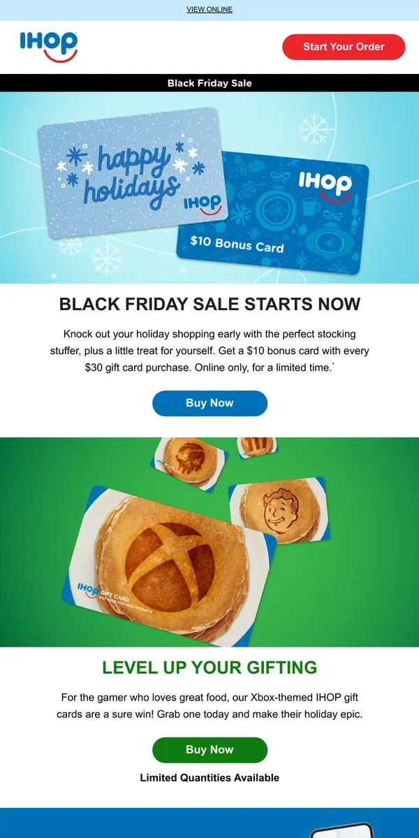 Email from IHOP. 🚨DEAL ALERT: $10 Black Friday Bonus