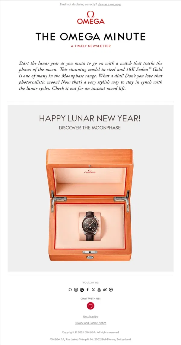 Email from OMEGA. Lunar New Year