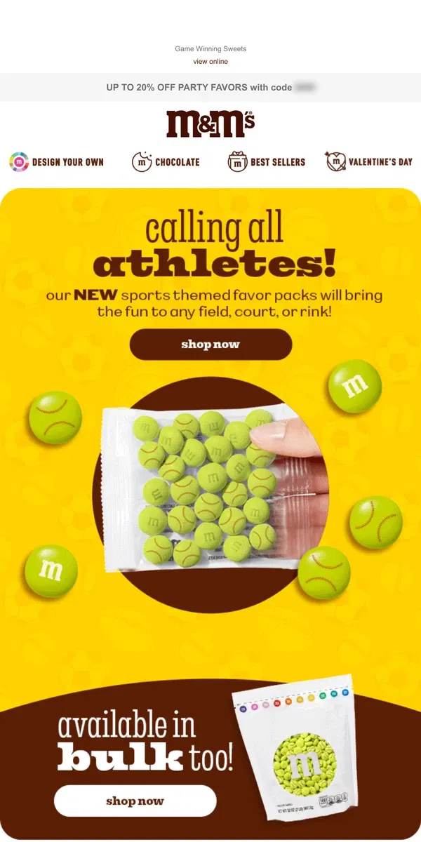 Email from M&M's. Team Treats!