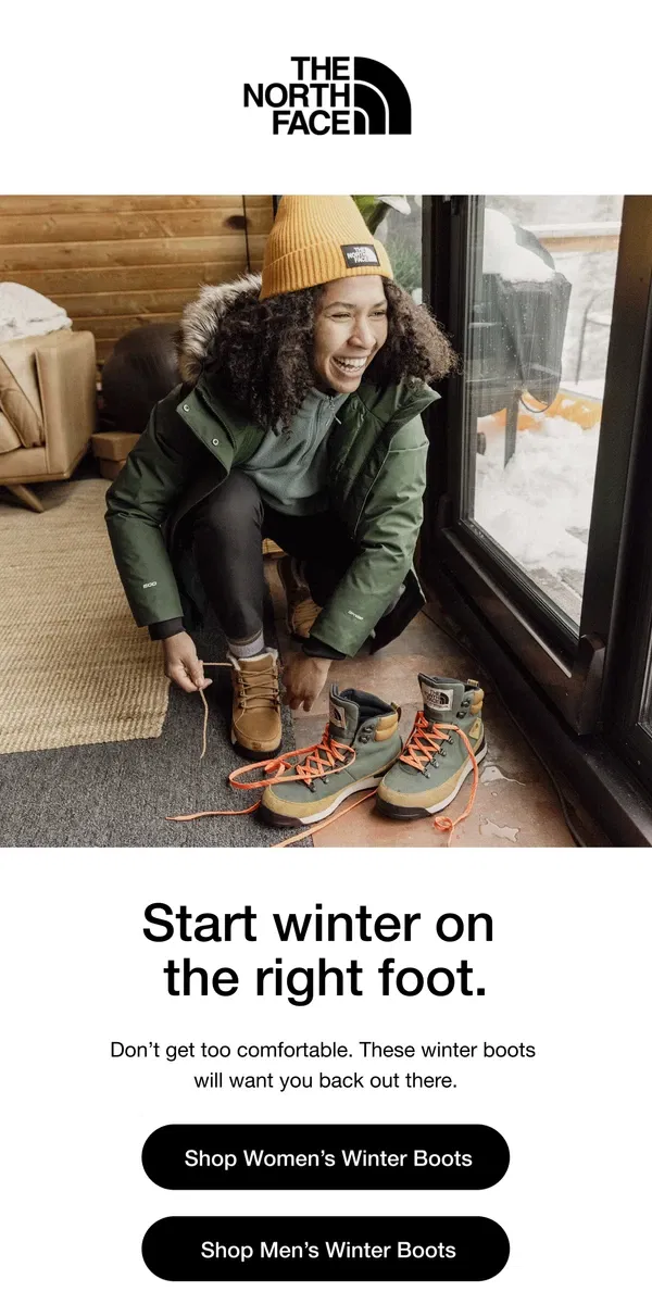 Email from The North Face. Start winter on the right foot