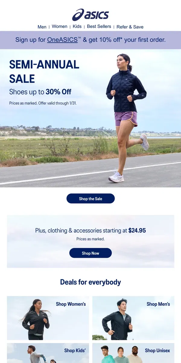 Email from ASICS. On sale ✅ Just your style ✅