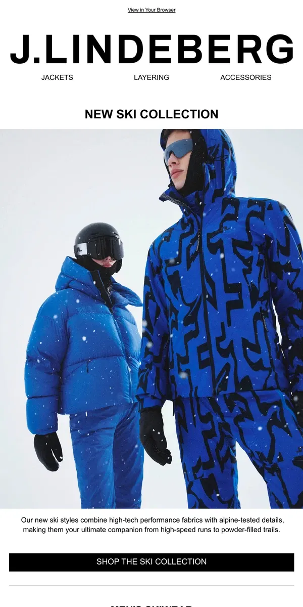 Email from J.Lindeberg. Introducing: FW24 Ski Collection