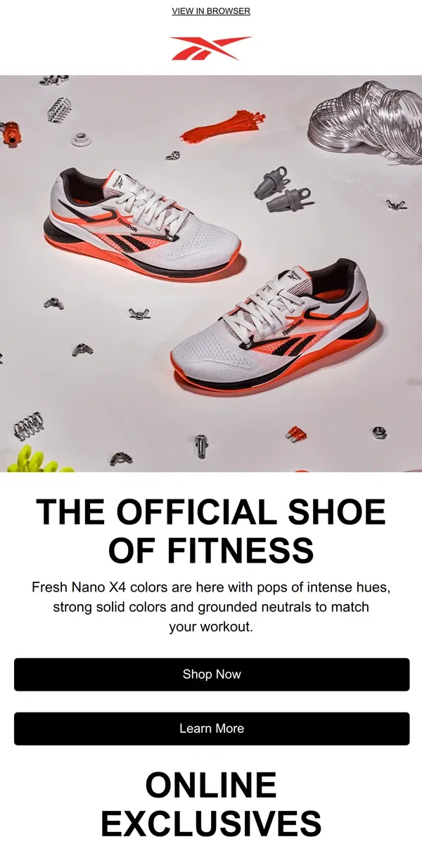 Email from Reebok. Online exclusive: 2 Nano X4 colorways