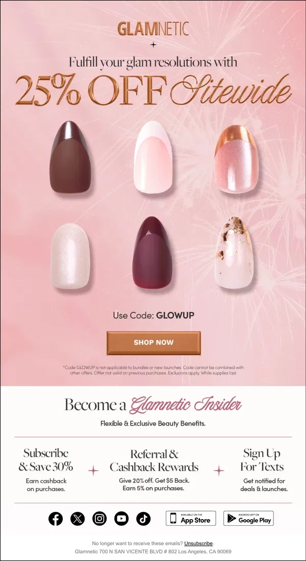 Email from Glamnetic. Don’t Wait: Time for a manicure glowup