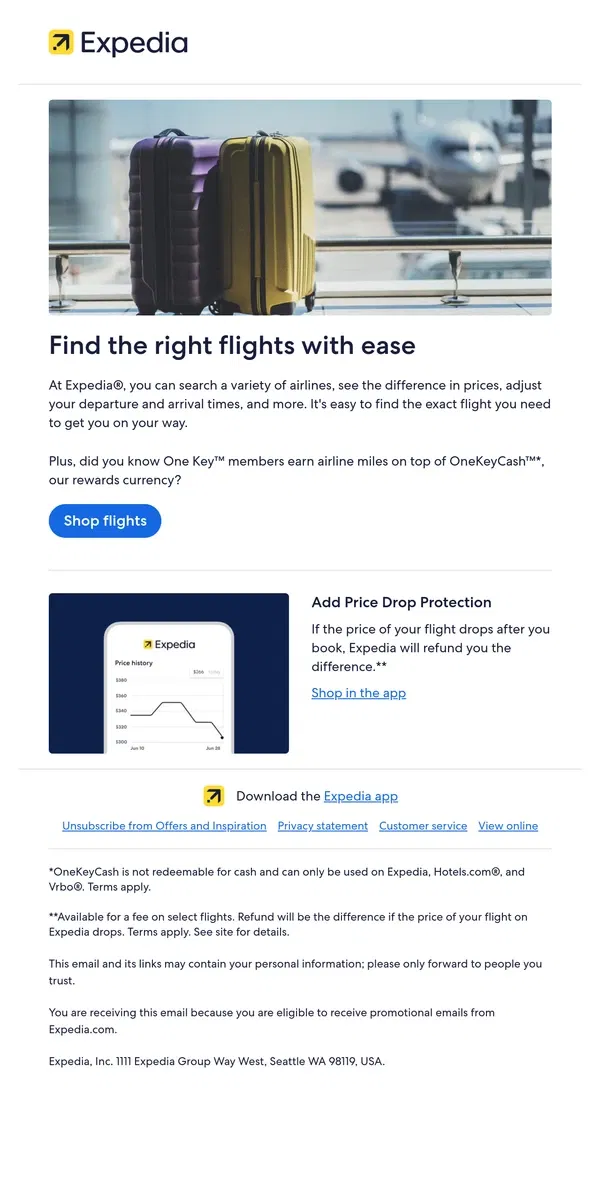 Email from Expedia. Your next flight is all sorted