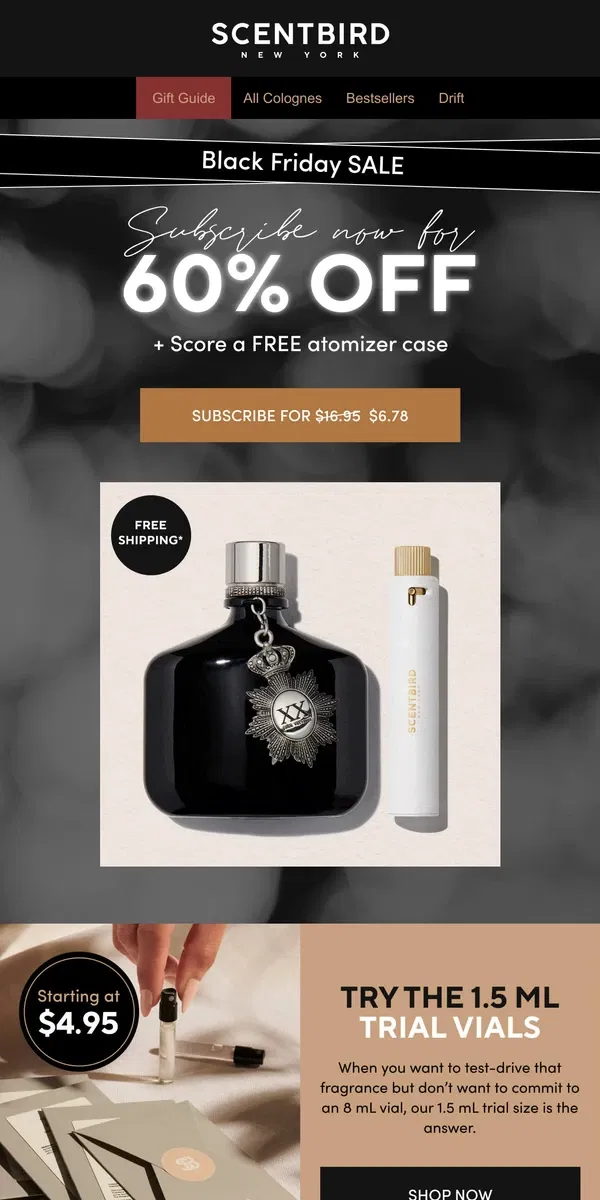 Email from Scentbird. Black Friday savings starts now!