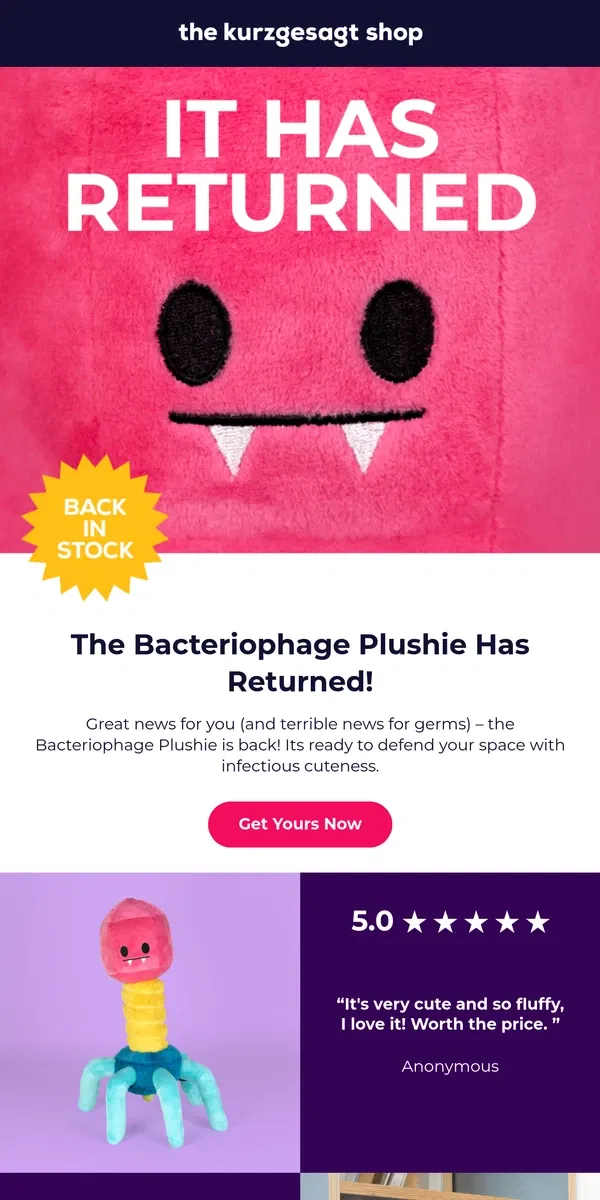 Email from Kurzgesagt. Look Who's Back on the Shop! 👀