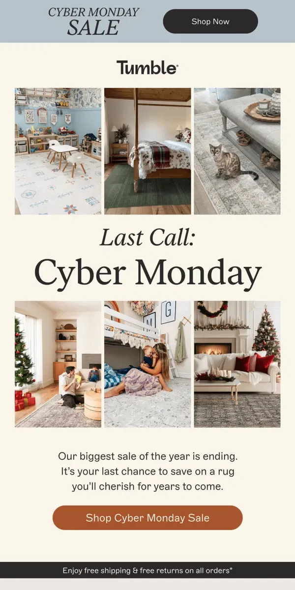 Email from Tumble. LAST CALL | Cyber Monday Is Ending