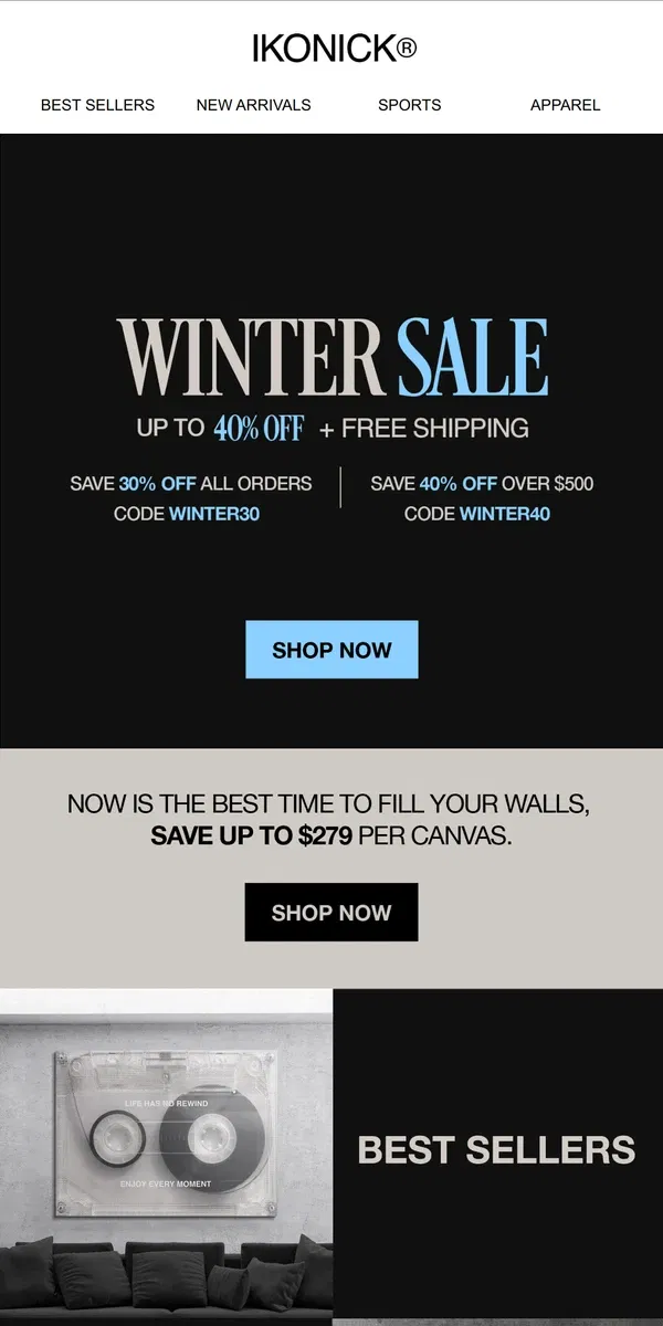 Email from IKONICK. Winter Sale // Up to 40% OFF 🔥