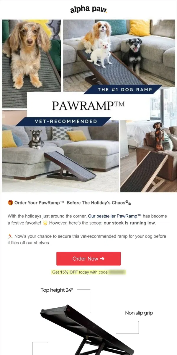 Email from Alpha Paw. Here is why you need a PawRamp 🐕