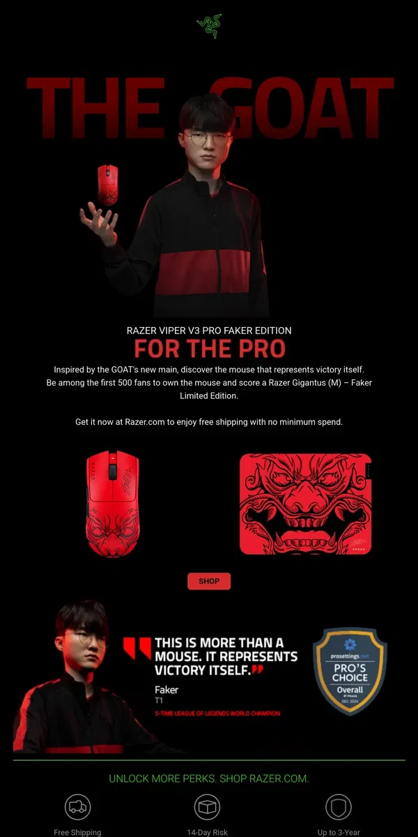 Email from Razer. Just Dropped: Razer Viper V3 Pro Faker Edition