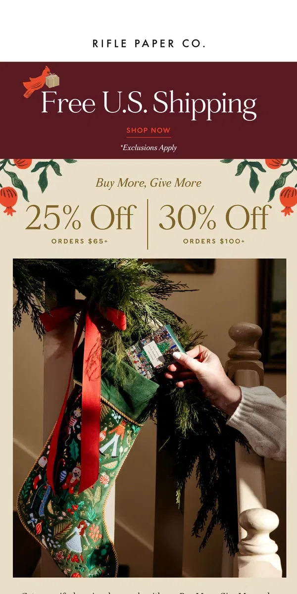 Email from Rifle Paper Co.. Up to 30% off the Holiday Gifts🎄